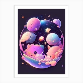 Galaxy Cluster Kawaii Kids Space Art Print