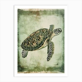 Vintage Sea Turtle Painting 1 Art Print