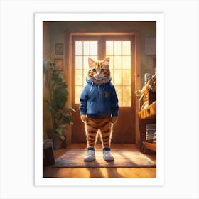 Cat In Hoodie 1 Art Print