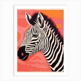 Red Dot Portrait Of Zebra Art Print