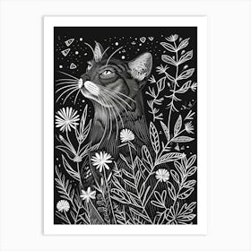 Cymric Cat Minimalist Illustration 1 Art Print