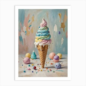 Pastel Ice Cream Cone Art Print