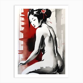 Traditional Japanese Art Style Nude Geisha Girl 2 Art Print
