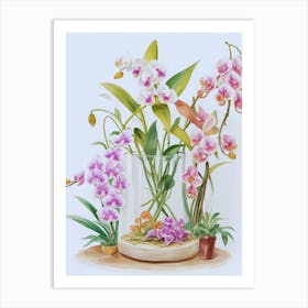 Orchids In A Vase 3 Art Print
