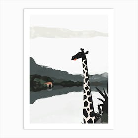 Giraffe By The Water Art Print