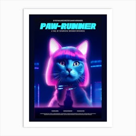 Paw Runner - Blade Runner - A Neon Cat Illustration Art Print