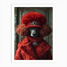 Poodle In Red Coat Art Print