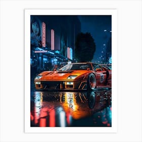 Retrowave car on Tokyo Street, Retrowave Aesthetics [synthwave/vaporwave/cyberpunk] — aesthetic poster, retrowave poster, vaporwave poster, neon poster, 80s Art Print