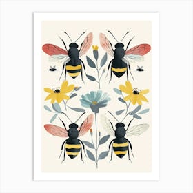 Colourful Insect Illustration Bee 10 Art Print