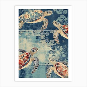 Sea Turtle Scrapbook Inspired Pattern Art Print