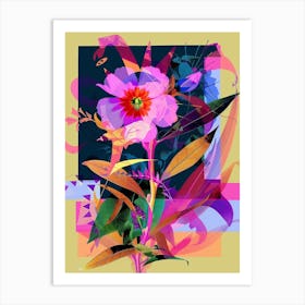 Phlox 3 Neon Flower Collage Art Print