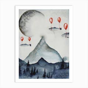 Moon & Mountain Art Print