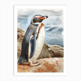 Humboldt Penguin Carcass Island Watercolour Painting 3 Art Print