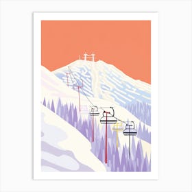 Snowbird Ski Resort   Utah, Usa, Ski Resort Pastel Colours Illustration 1 Art Print