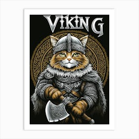 Viking Cat Art Print