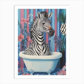 Zebra In Bath Art Print