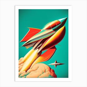 Spaceship 2 Vintage Sketch Space Art Print