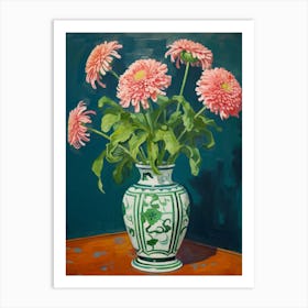 Flowers In A Vase Still Life Painting Chrysanthemum 3 Art Print