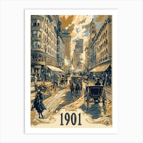 Aihrgdesign A Vintage Poster Of A Bustling 1901 City Street F 2e061539 3a36 44b6 B7e2 8fa87e4c16fe 1 Affiche