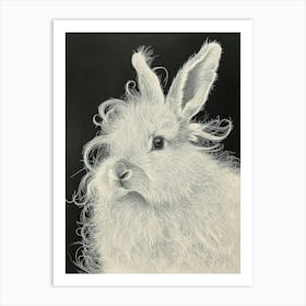 English Angora Rabbit Minimalist Illustration 1 Art Print