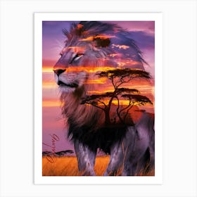 Sunset Lion Art Print