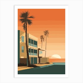 Pismo Beach California Mediterranean Style Illustration 4 Art Print