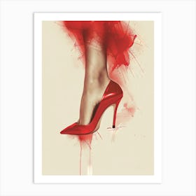 Woman In Red Heels Art Print