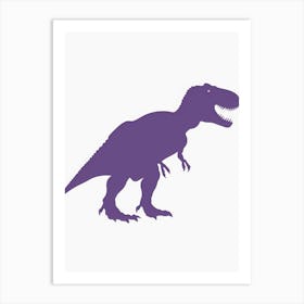 Purple T Rex Dinosaur Silhouette 4 Art Print