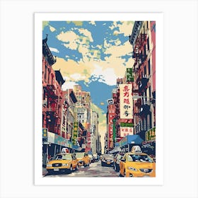 Chinatown New York Colourful Silkscreen Illustration 2 Art Print