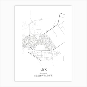 Urk,Netherlands Minimalist Map Art Print