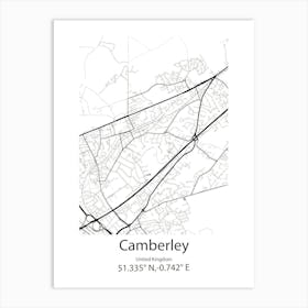 Camberley,United Kingdom Minimalist Map Poster