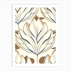 Lotus Flower Repeat Pattern Retro Minimal 3 Art Print