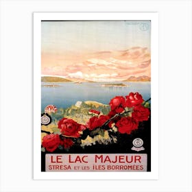 Red Roses In Lake Maggiore, Italy Art Print