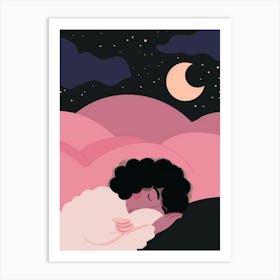 Girl Sleeping In The Night Sky Art Print