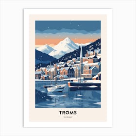 Winter Night  Travel Poster Troms Norway 1 Art Print