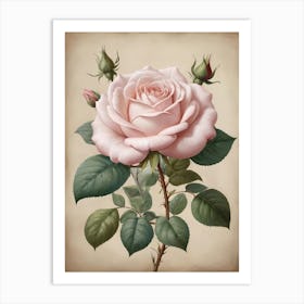 Beautiful Vintage Pink Rose Art Print