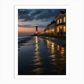 Lighthouse At Dusk Art Print