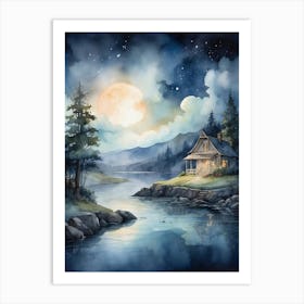 Night By The Lake Art Print