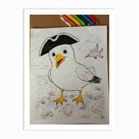 Seagull Coloring Page Art Print