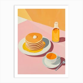 Pink Breakfast Food Pancakes With Honey 2 Art Print