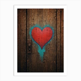 Heart On A Wooden Door 3 Art Print