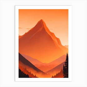 Misty Mountains Vertical Composition In Orange Tone 79 Art Print
