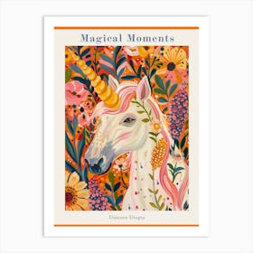 Floral Mustard Fauvism Inspired Unicorn Poster Art Print