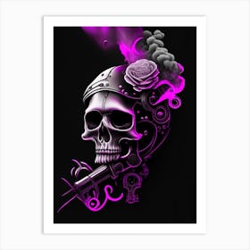Skull With Cosmic Themes 2 Pink Stream Punk Art Print