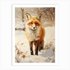 Fox In The Snow Art Print