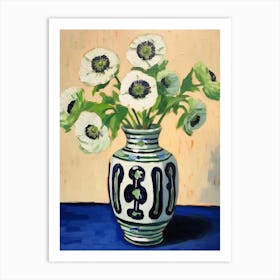 Flowers In A Vase Still Life Painting Anemone 1 Art Print