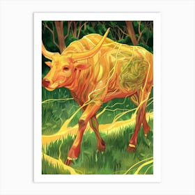 Bull With Lightning Art Print