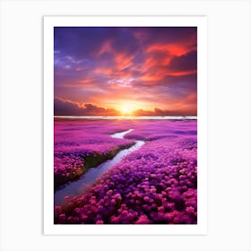 Purple Flowers At Sunset Art Print