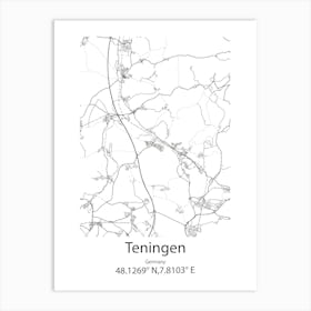 Teningen,Germany Minimalist Map Art Print