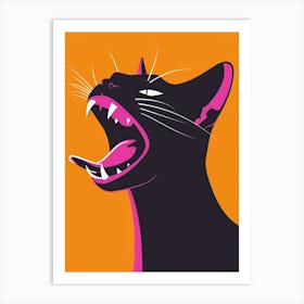 Black Cat With Open Mouth Art Print